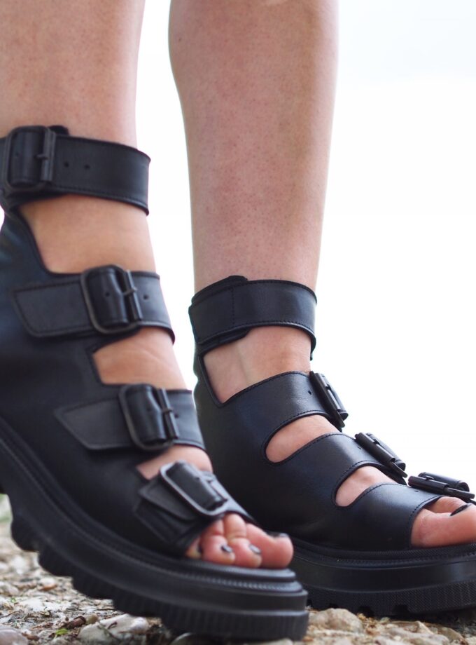 Women summer booties,Extravagant leather summer boots,women leather boots,Black leather boots,Leather boots women,Leather Gladiator Sandals
