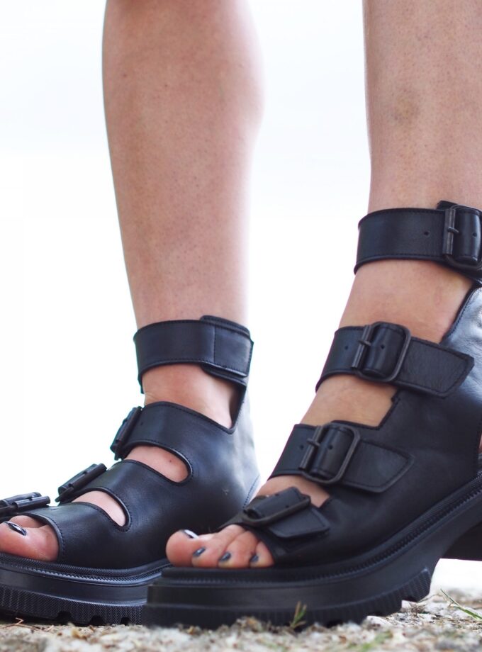 Women summer booties,Extravagant leather summer boots,women leather boots,Black leather boots,Leather boots women,Leather Gladiator Sandals