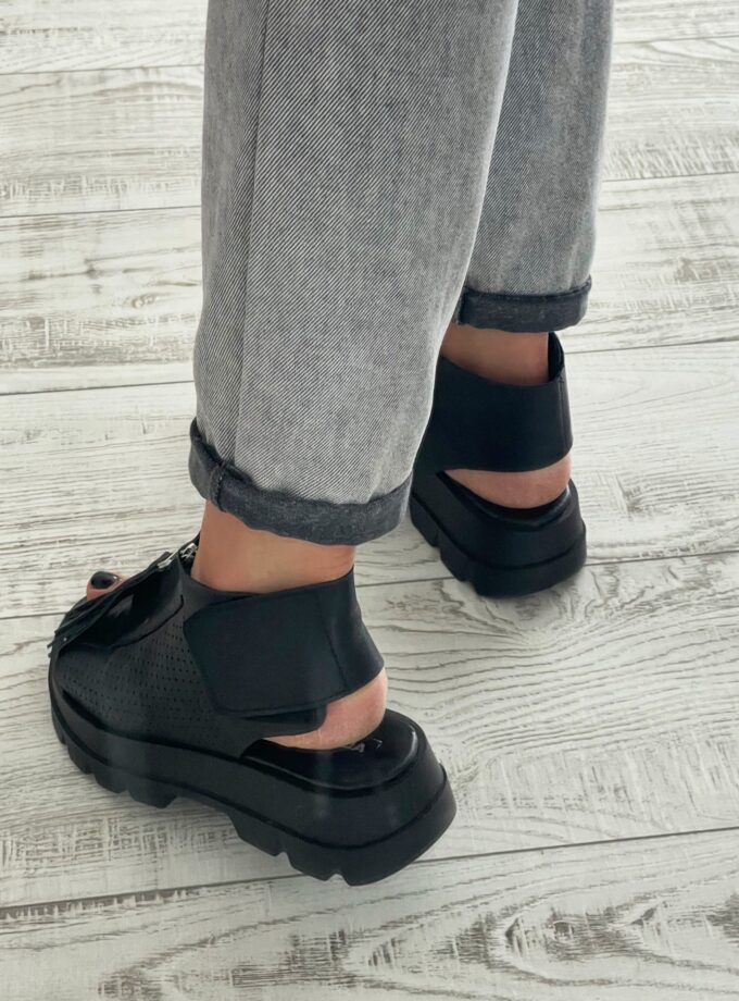 Black genuine leather summer boots/woman genuine leather summer boots/extravagant leather summer boots