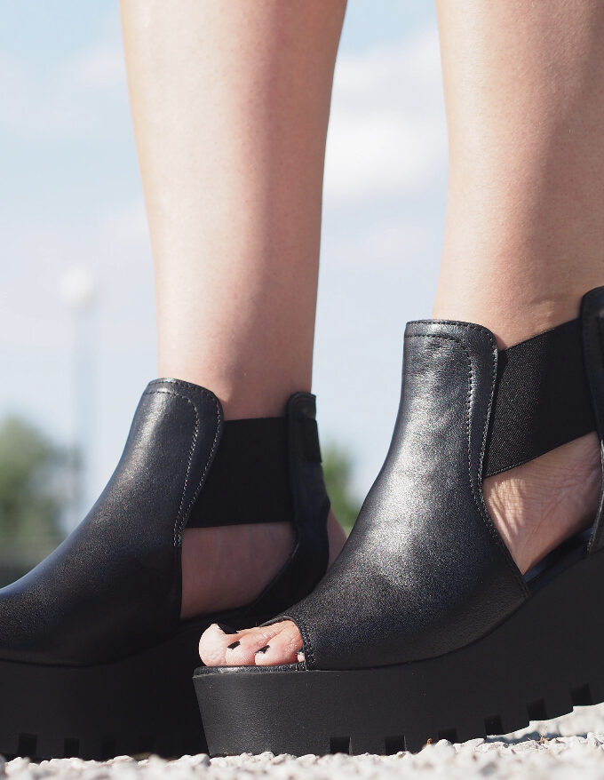 Black genuine leather summer boots/women genuine leather summer boots,leather summer boots,must have wedges