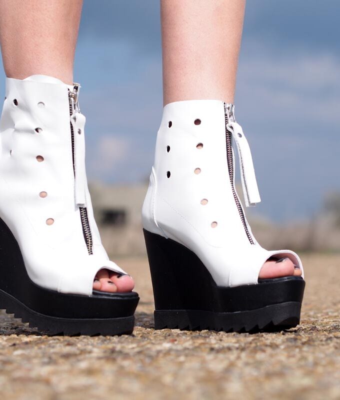 Womens Genuine leather summer boots,Platform summer boots,must have wedges,Women open toe wedges ,White leather summer boots,White wedges