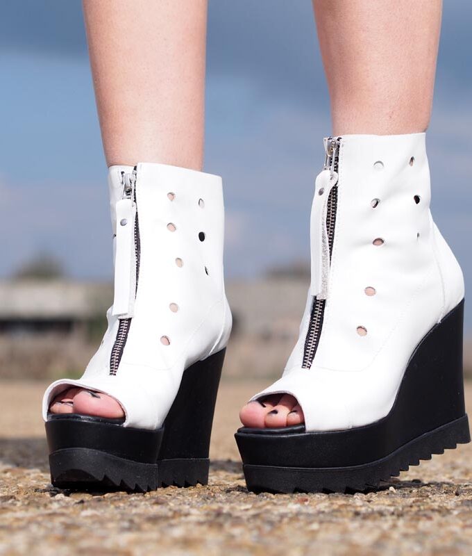 Womens Genuine leather summer boots,Platform summer boots,must have wedges,Women open toe wedges ,White leather summer boots,White wedges