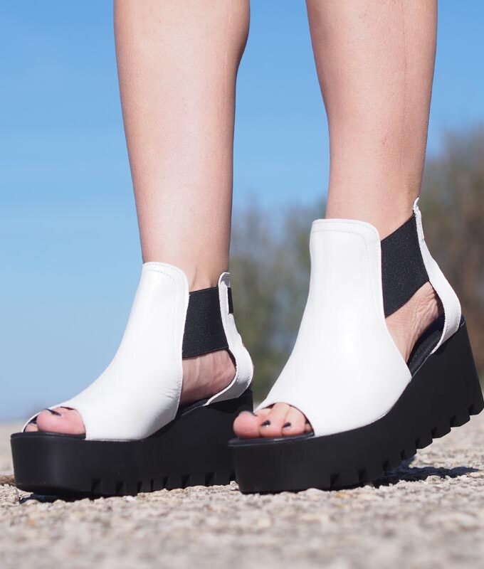 White genuine leather summer boots,summer platform boots,must have summer wedges,Women open toe wedges,leather summer booties