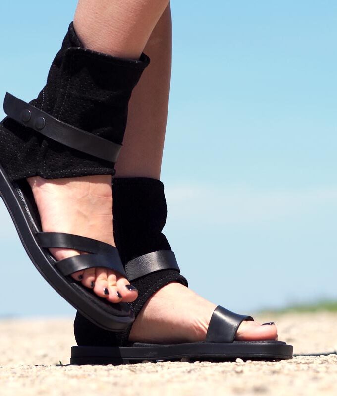 Womens genuine leather Summer boots,Leather summer booties,Extravagant leather summer boots,Women leather sandals,Black leather boots women