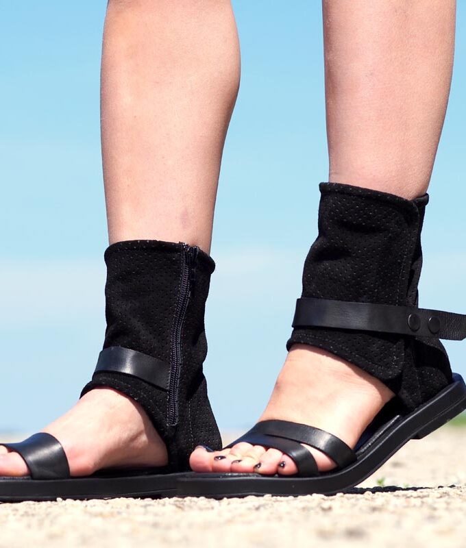 Womens genuine leather Summer boots,Leather summer booties,Extravagant leather summer boots,Women leather sandals,Black leather boots women
