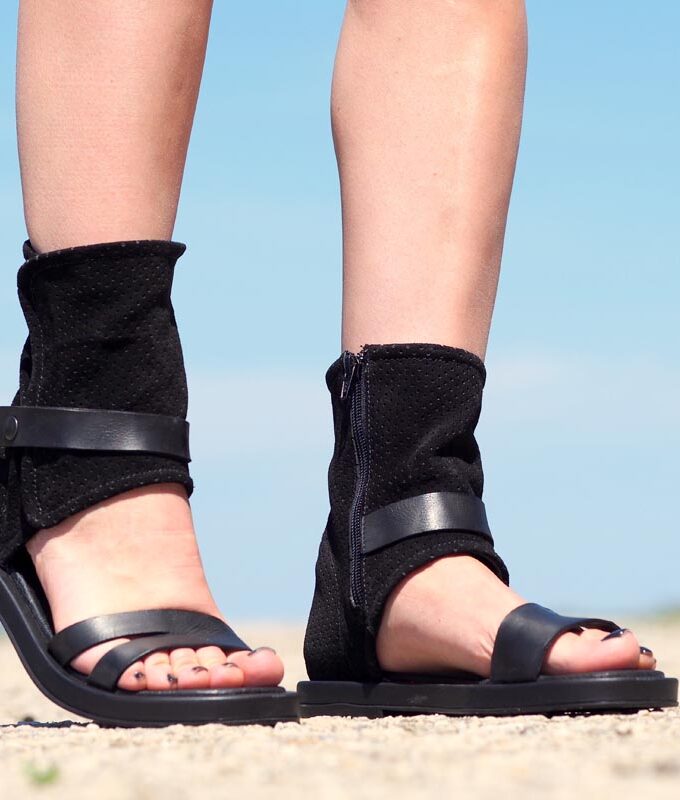 Womens genuine leather Summer boots,Leather summer booties,Extravagant leather summer boots,Women leather sandals,Black leather boots women