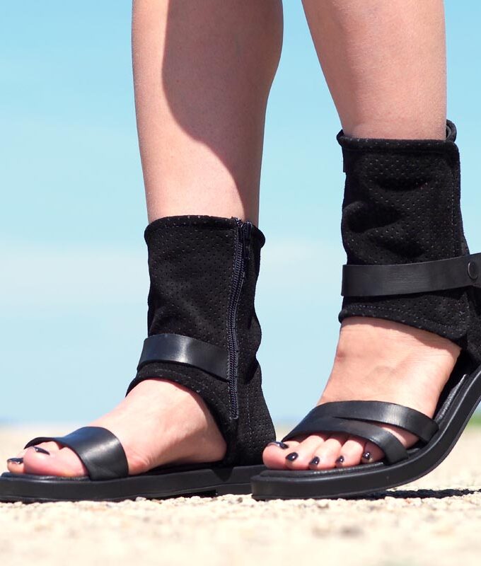 Womens genuine leather Summer boots,Leather summer booties,Extravagant leather summer boots,Women leather sandals,Black leather boots women
