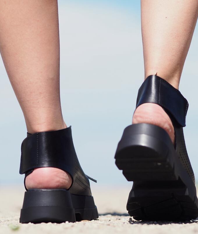 Black genuine leather summer boots/woman genuine leather summer boots/extravagant leather summer boots